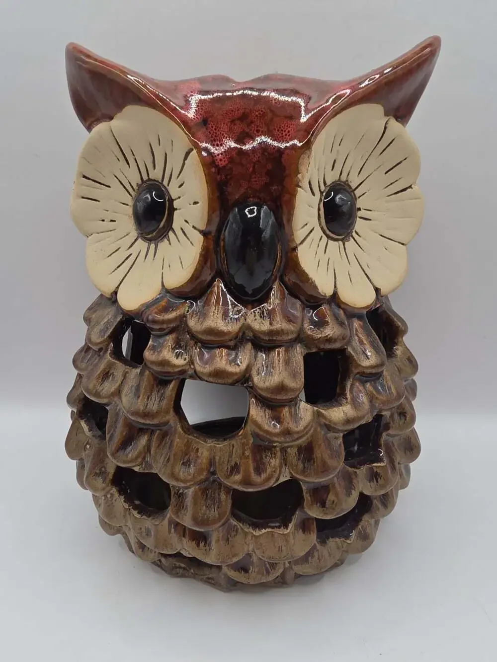 Ceramic Owl Luminary Candle Holder 6.5 Inch